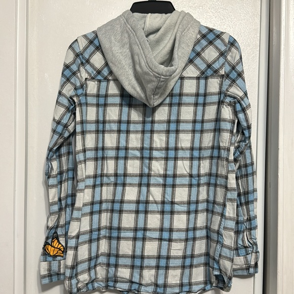 Zumiez -Your Highness Butterfly Sativa Blue Hooded Women’s Flannel Shirt - Picture 4 of 4